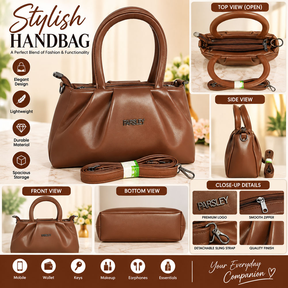 Stylish Tan Brown Handbag for Women with Detachable Shoulder Strap