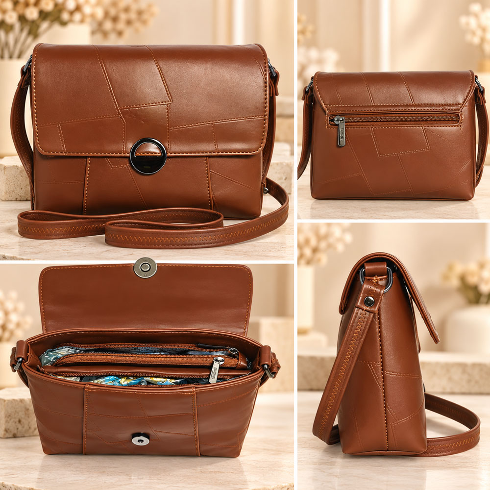 Stylish Brown Crossbody Sling Bag for Women with Adjustable Shoulder Strap