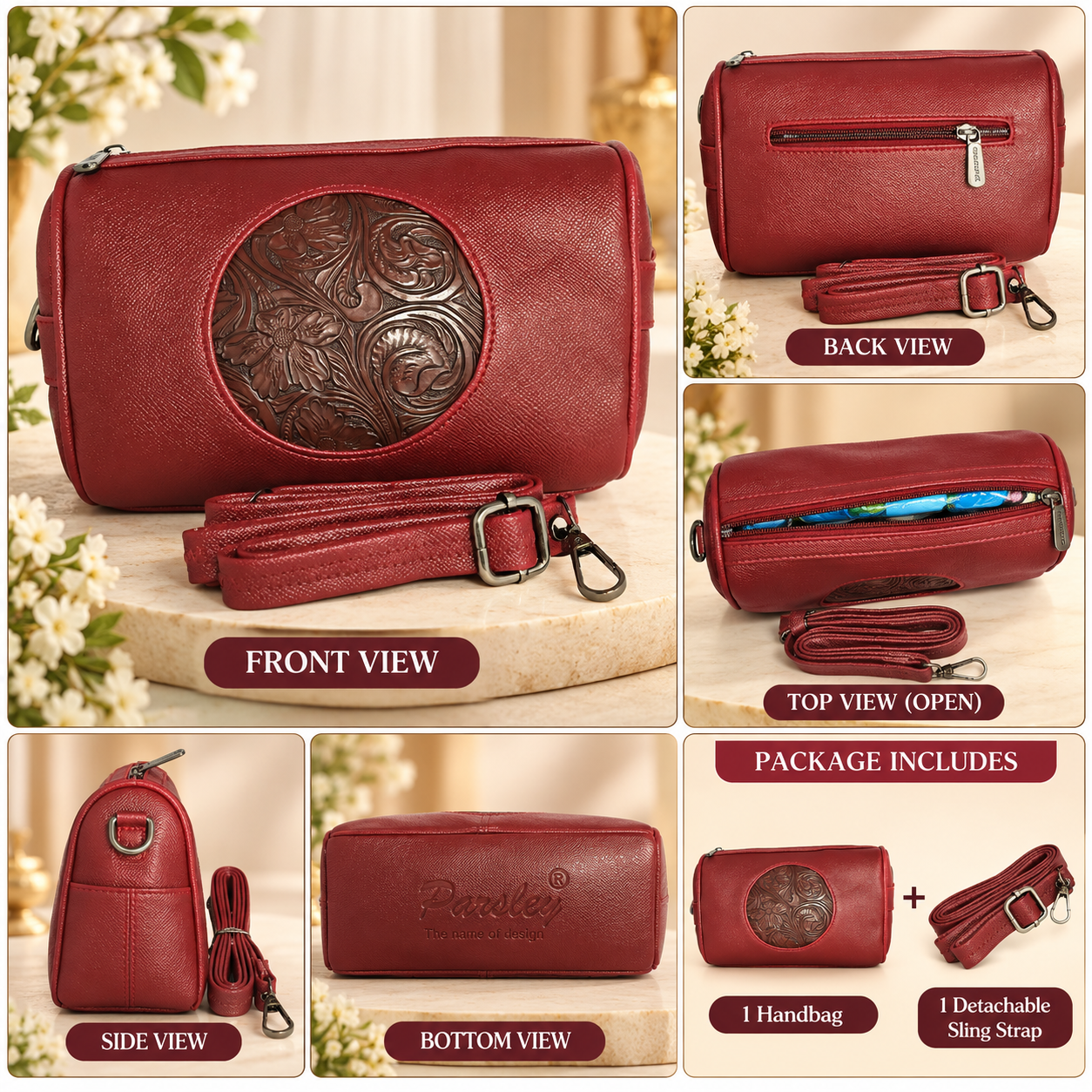 Stylish Maroon Sling Bag for Women with Adjustable Shoulder Strap